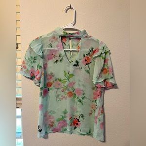 Floral mint green blouse